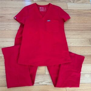 Figs Red Scrub Set XXSP